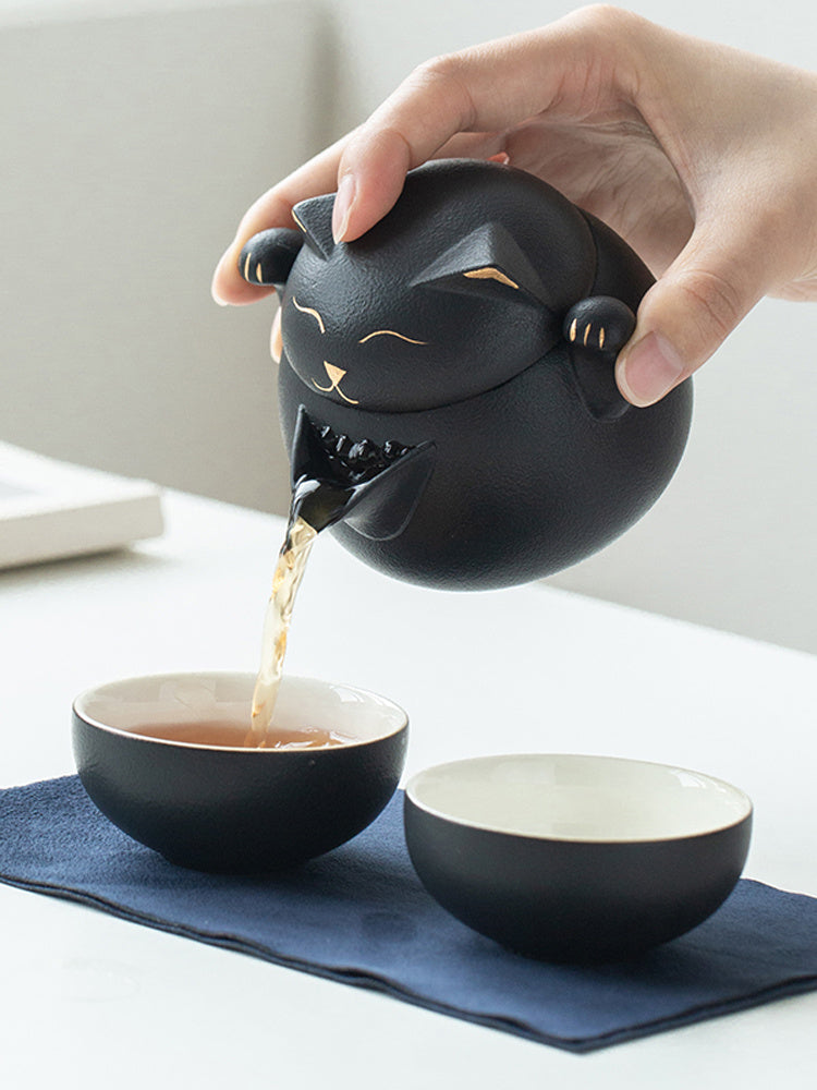 Tea Set Portable - Pot And Two Cups Outdoor Storage Bag