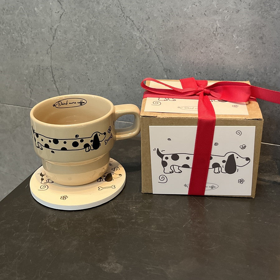 Coffee Cup Gift Box Featuring Adorable Dachshund Dog Design