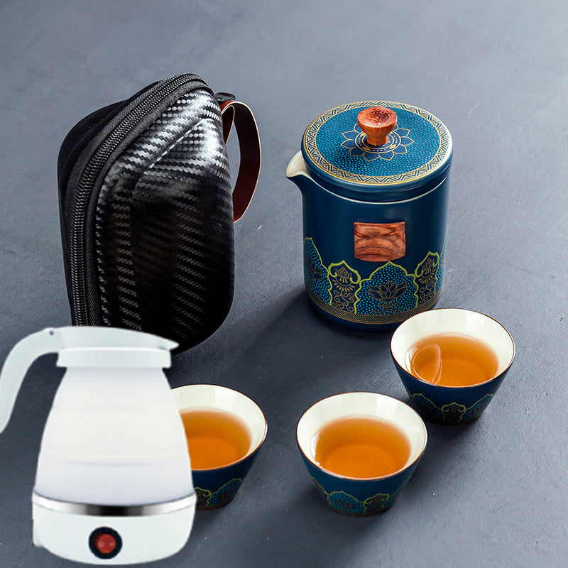 Ceramic Portable Travel Tea Set Gift Box