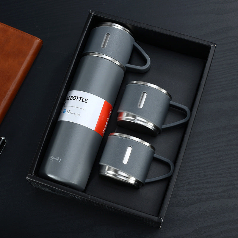 Travel Coffee Insulated Thermos with Cup - Hot & Cold Beverage Companion