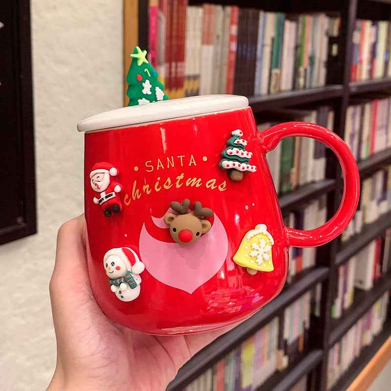 Ceramic Creative Home Coffee Cup With Lid Spoon