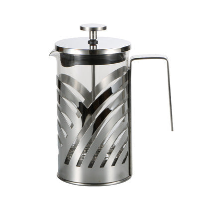 Hand Press Stainless Steel French Coffee Pot for Effortless Home Brewing