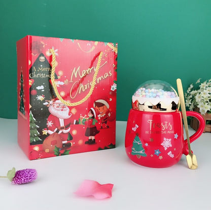 Christmas Mug Set with Lid and Spoon
