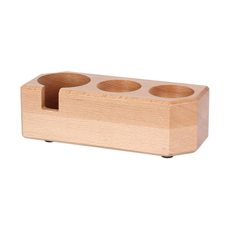 Coffee Machine Handle Bracket for Italian Press - Solid Wood Coffee Powder Base with Cloth Pad
