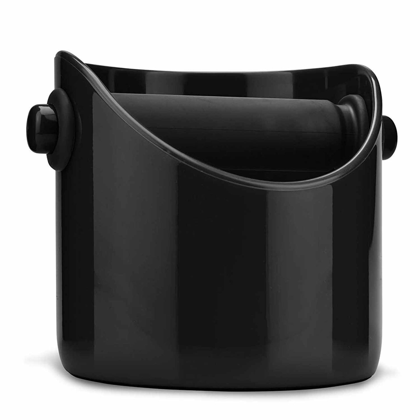 Black bucket with handles on a white background