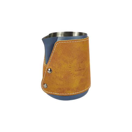 Leather and Stainless Steel Milk Pitcher for Perfectly Frothed Milk