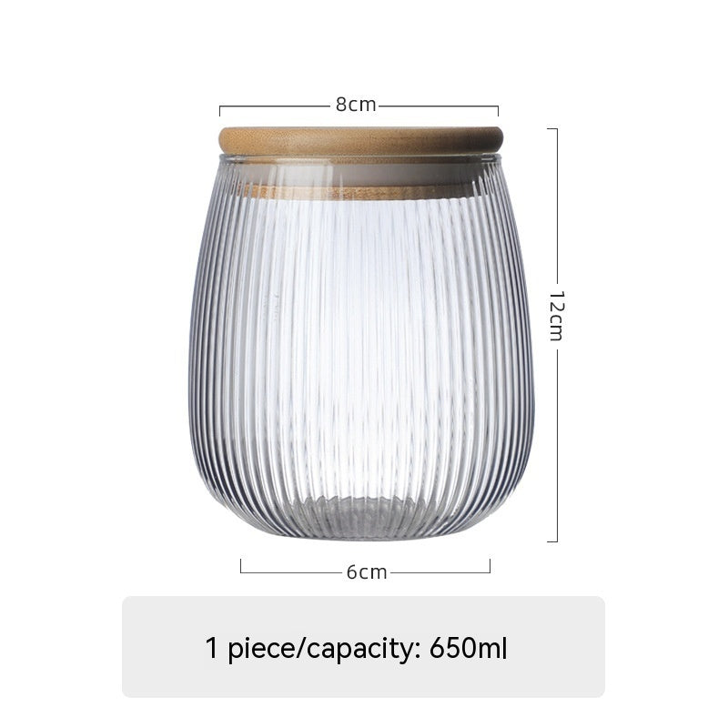 Vertical Bamboo Glass Storage Jar with Airtight Seal for Effortless Organization