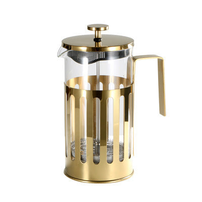 Hand Press Stainless Steel French Coffee Pot for Effortless Home Brewing