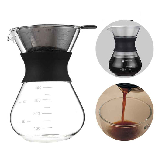 200ml/400ml Stainless Steel Coffee Filter - Reusable Paperless Pour Over Dripper Brewing Tool