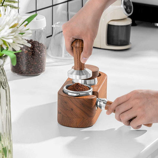 Walnut Wood Tamping Station for 51mm, 54mm, 58mm Portafilters