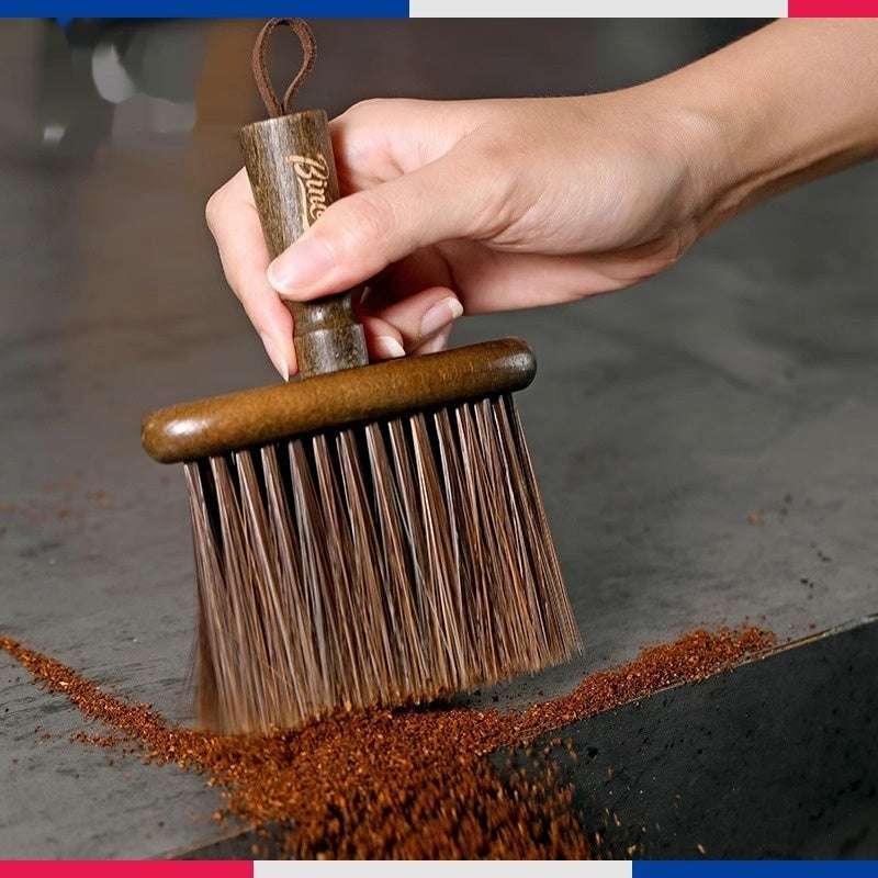 Vintage Wood Coffee Grinder & Crevice Cleaning Brush