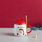 Christmas Mug With Lid Spoon Snowman Ceramic Mug