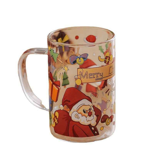 2024 Christmas Gift High Beauty Creative Cup Christmas Snowman Glass Cup High Temperature Resistant