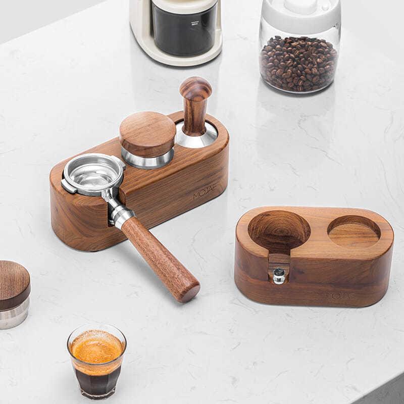 Walnut Wood Tamping Station for 51mm, 54mm, 58mm Portafilters