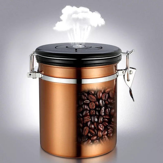 304 Stainless Steel Coffee Bean Storage Jar - Sealed Moisture-Proof Kitchen Storage for Tea and Cereal