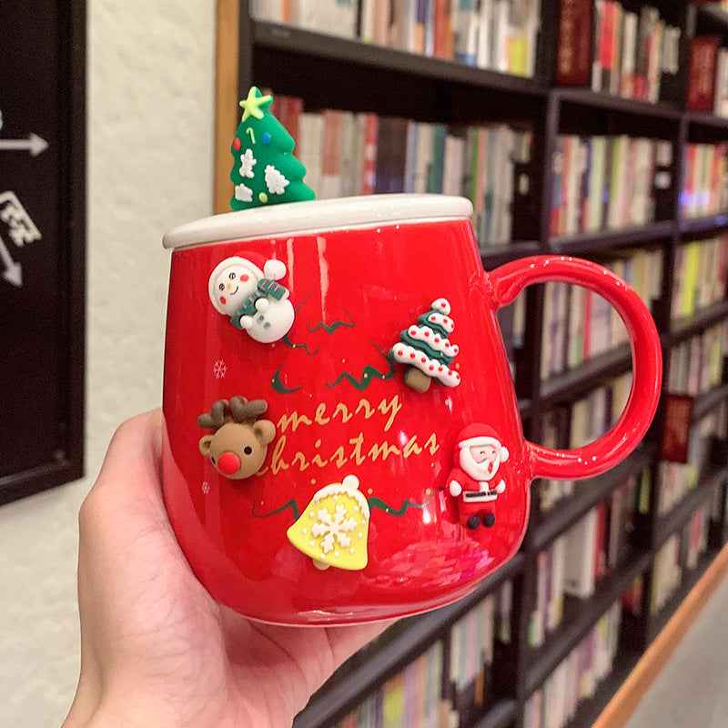 Ceramic Creative Home Coffee Cup With Lid Spoon