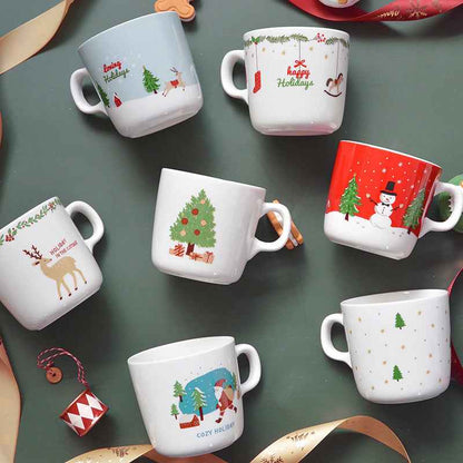 Modern House Santa Snowman Ceramic Painted Water Cup Mug