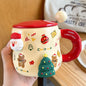 Good-looking Ceramic With Cover Spoon Hand Gift Couple Coffee Cup