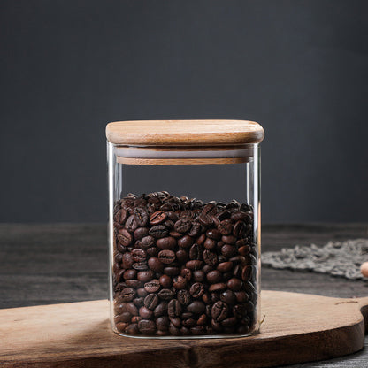 Square Glass Storage Jar - Airtight Transparent Glass Jar for Kitchen Organization