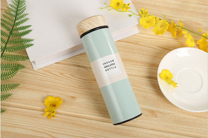 Stainless Steel Vacuum Flask Creative Fashion Cute Wood Grain Cover