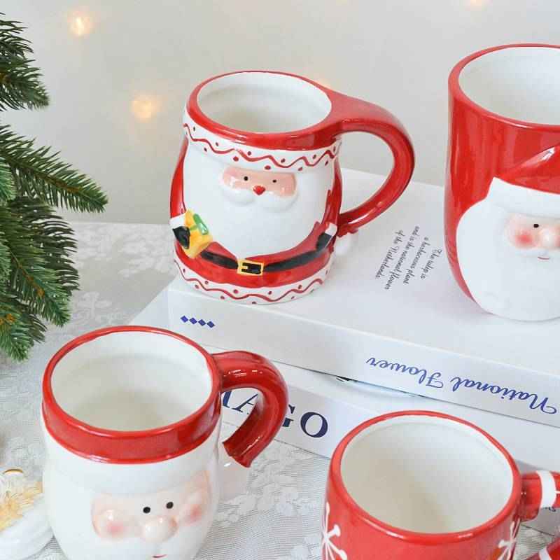 Stereoscopic Ceramic Large Capacity Handle Christmas Mug