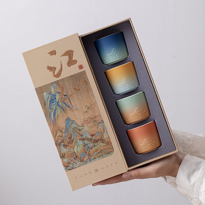 Tea Cup Gift Set Gift Box - Gradient Color Master Cup