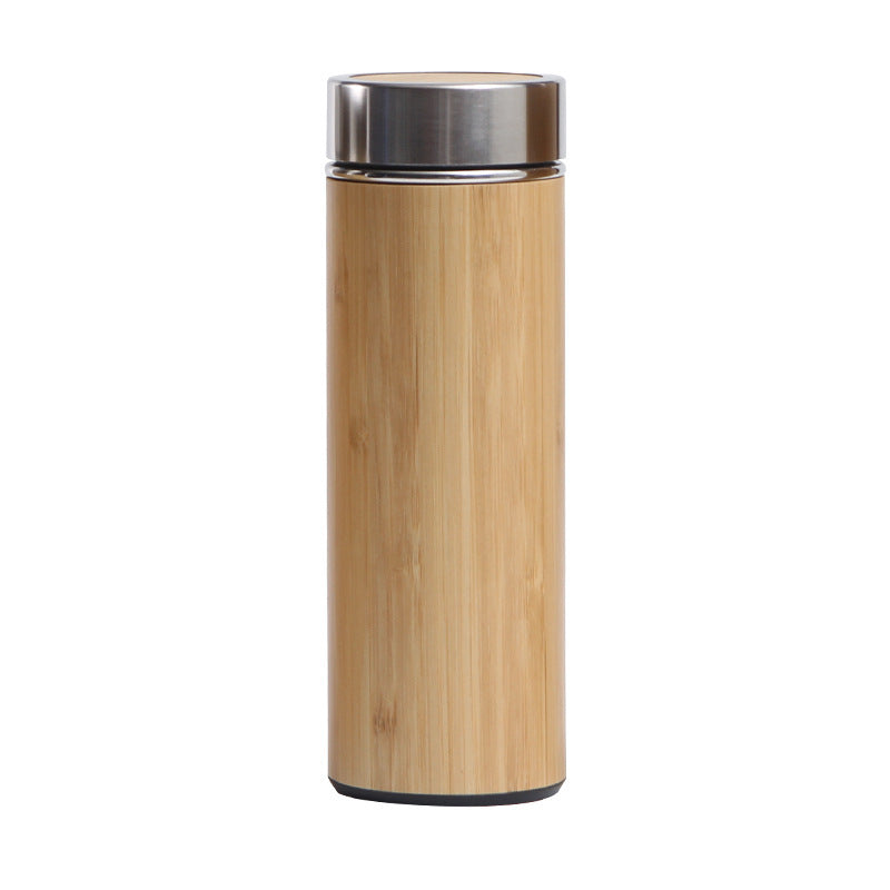 Stainless Steel Vacuum Flask - Portable Bamboo Travel Mug for Car