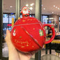Christmas Mug Ceramic Cartoon With Lid Spoon Mug Large Capacity