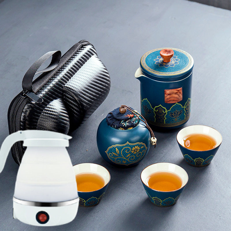 Ceramic Portable Travel Tea Set Gift Box