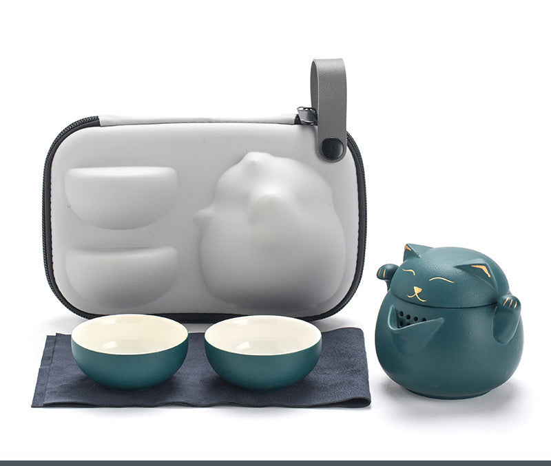 Tea Set Portable - Pot And Two Cups Outdoor Storage Bag