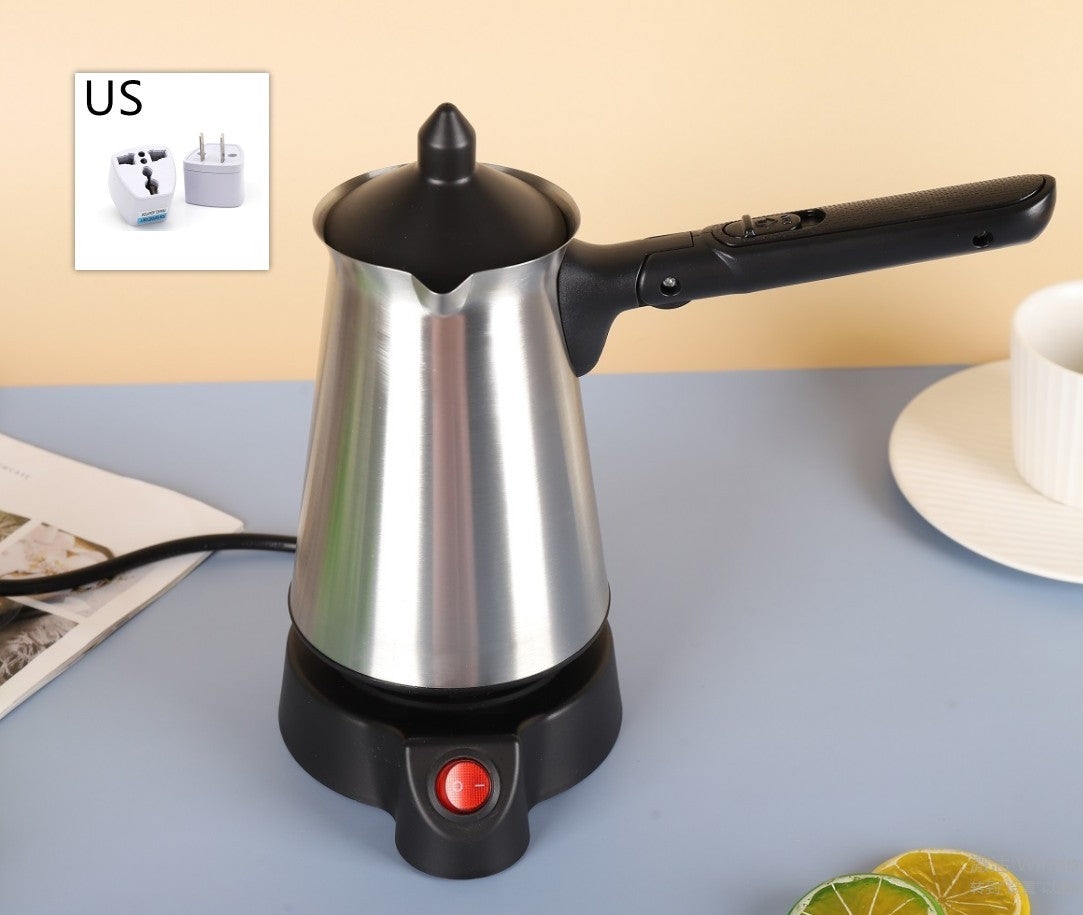 Portable Stainless Steel Coffee Pot with Foldable Handle for Easy Brewing