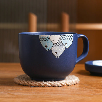 Ceramic Cup Gift Set with Lid, Large Capacity and Spoon Set in Gift Box