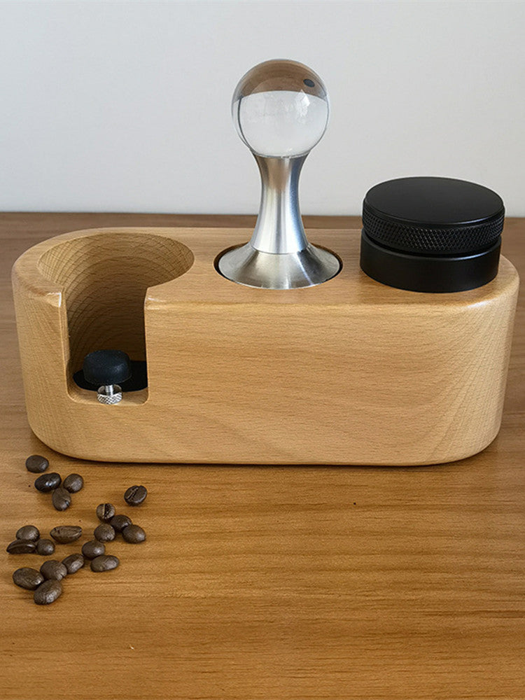 Beechwood Tamping Station and Organizer for Coffee Lovers