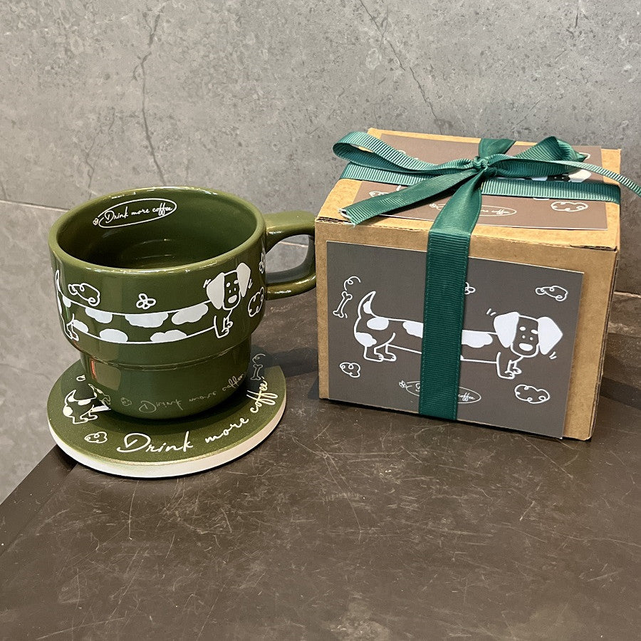Coffee Cup Gift Box Featuring Adorable Dachshund Dog Design