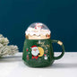 Fashion Creative Ceramic Santa Claus Gift Cup With Lid Spoon