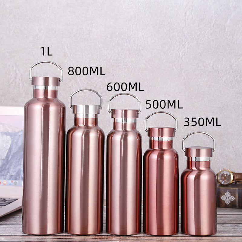 Large-capacity Sports Bottle with 304 Rose Gold Stainless Steel Vacuum Flask and All-Steel Lid