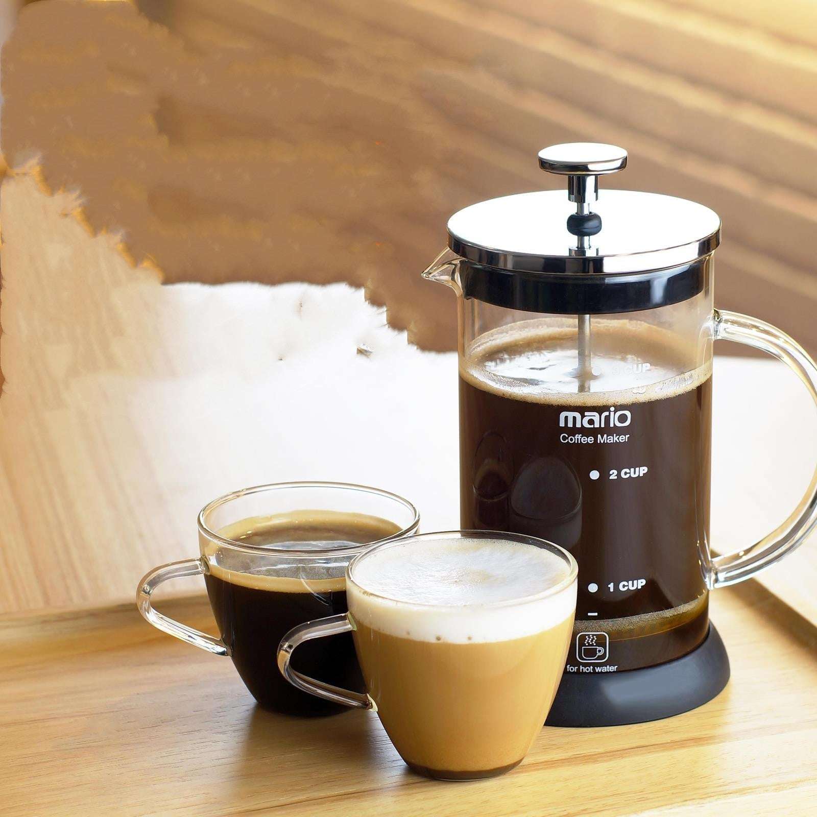 Enjoy freshly brewed coffee with the Mario French Press. Easy to use for delicious black coffee or lattes. #CoffeeAddict #HomeBarista #MorningCoffee