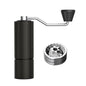 Black manual coffee grinder, conical burr set. Perfect for home baristas and fresh coffee enthusiasts. #CoffeeGrinder #ManualGrinder