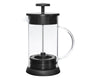 Assembled 1000ml No-Grounds French Press coffee maker. Clear glass design, modern black accents.