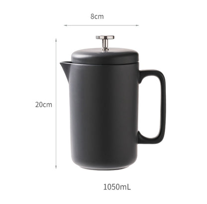 Dimensions and capacity of 1050ml ceramic French press