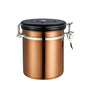 A single black stainless steel coffee canister with a black lid and an airtight clamp seal. Shop now