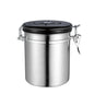 A single silver stainless steel coffee canister with a black lid and an airtight clamp seal. Shop now