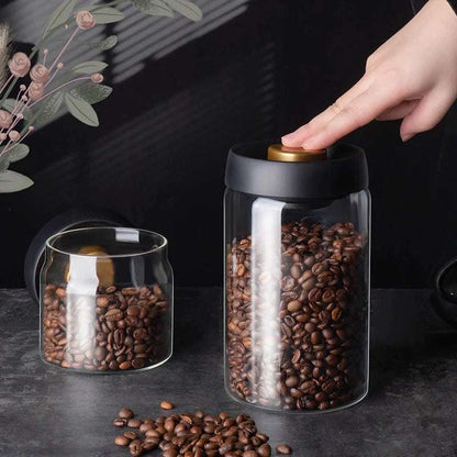Vacuum Sealed Jug Set Black Coffee Beans Glass Airtight Canister Kitchen Food Grains Candy Keep Good Storage Jar Set Kitchen Gadgets SHOP NOW