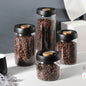 Vacuum Sealed Jug Set Black Coffee Beans Glass Airtight Canister Kitchen Food Grains Candy Keep Good Storage Jar Set Kitchen Gadget