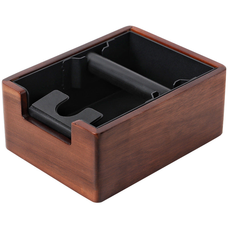 All-in-one wooden espresso tamping station and knock box for home coffee lovers. Shop now!