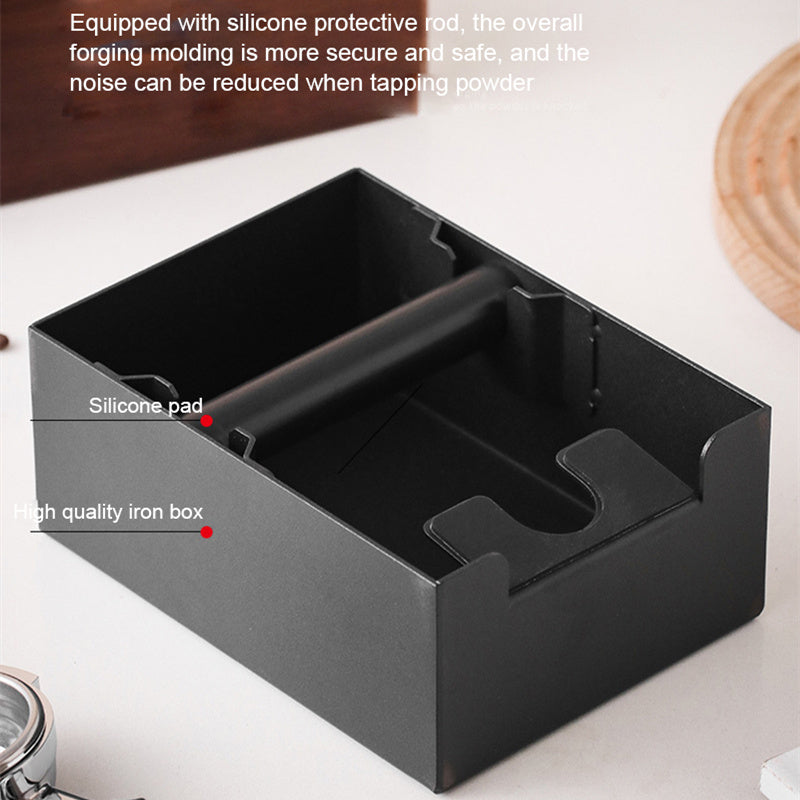 All-in-one wooden espresso tamping station and knock box for home coffee lovers. Shop now!