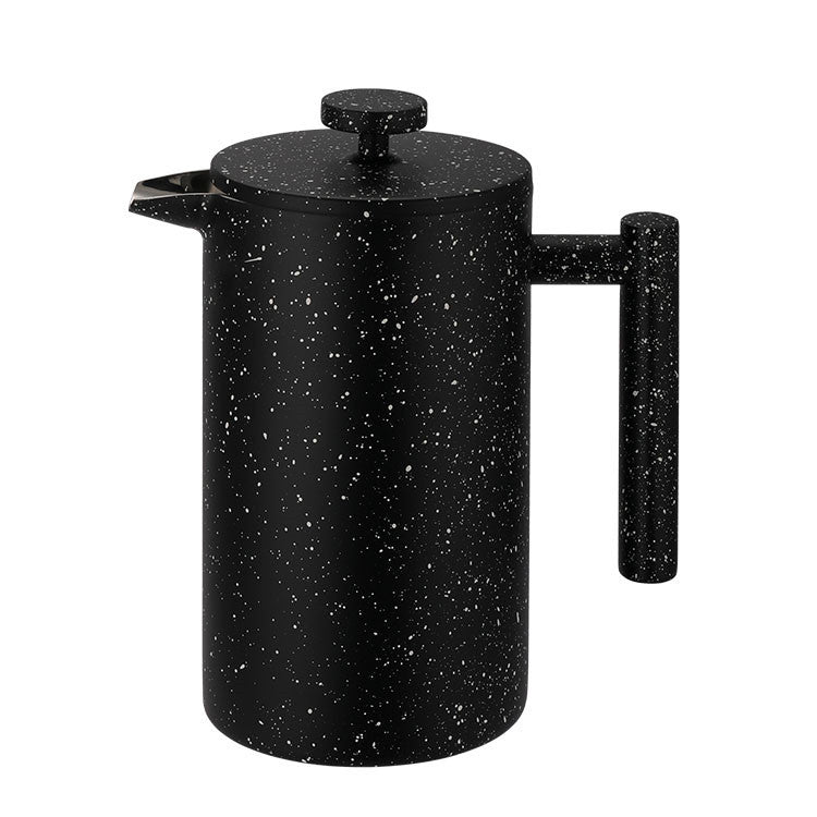 Black speckled French press coffee maker on a white background - Free shipping