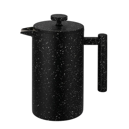 Black speckled French press coffee maker on a white background - Free shipping