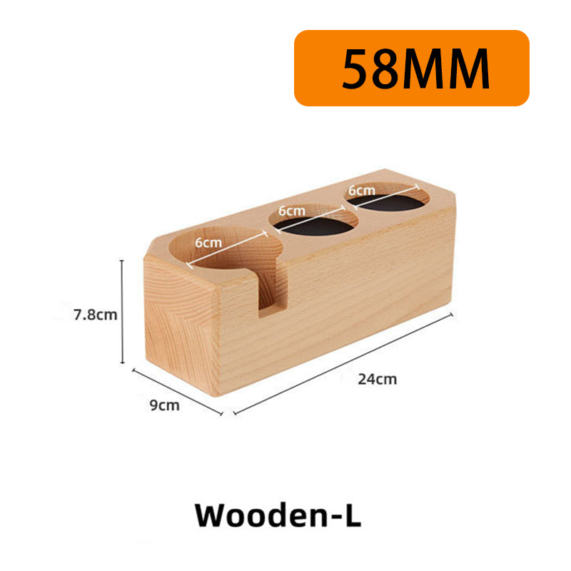 Coffee Machine Handle Bracket for Italian Press - Solid Wood Coffee Powder Base with Cloth Pad