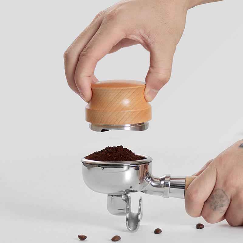 Adjustable Coffee Tamper and Distributor with Wooden Handle for Perfect Espresso Extraction
